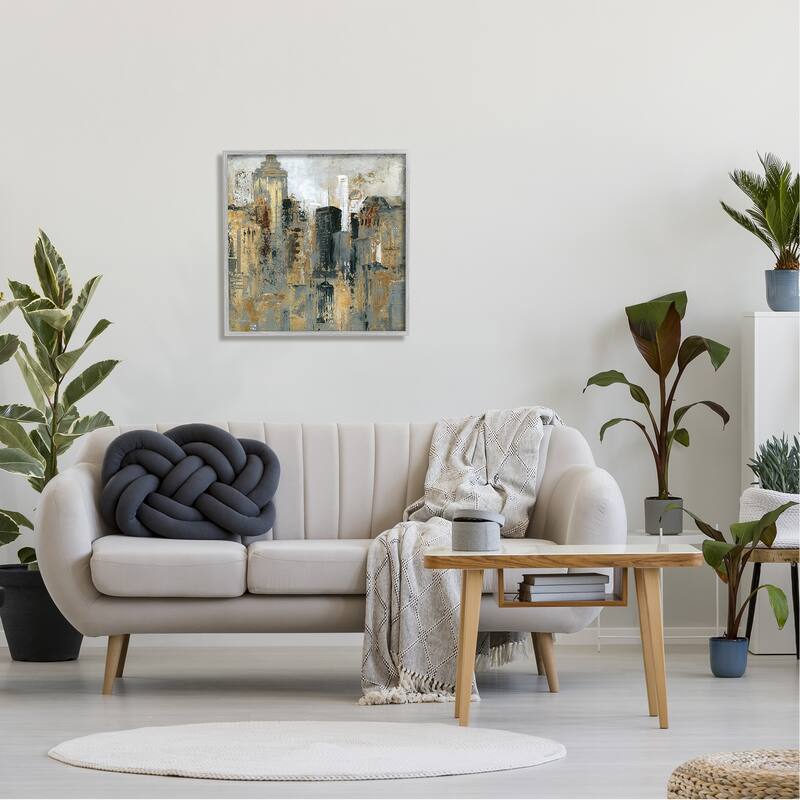 Stupell Abstract Cityscape Urban Buildings Modern Architecture Framed Wall Art, Design by Carol Robinson - Gold