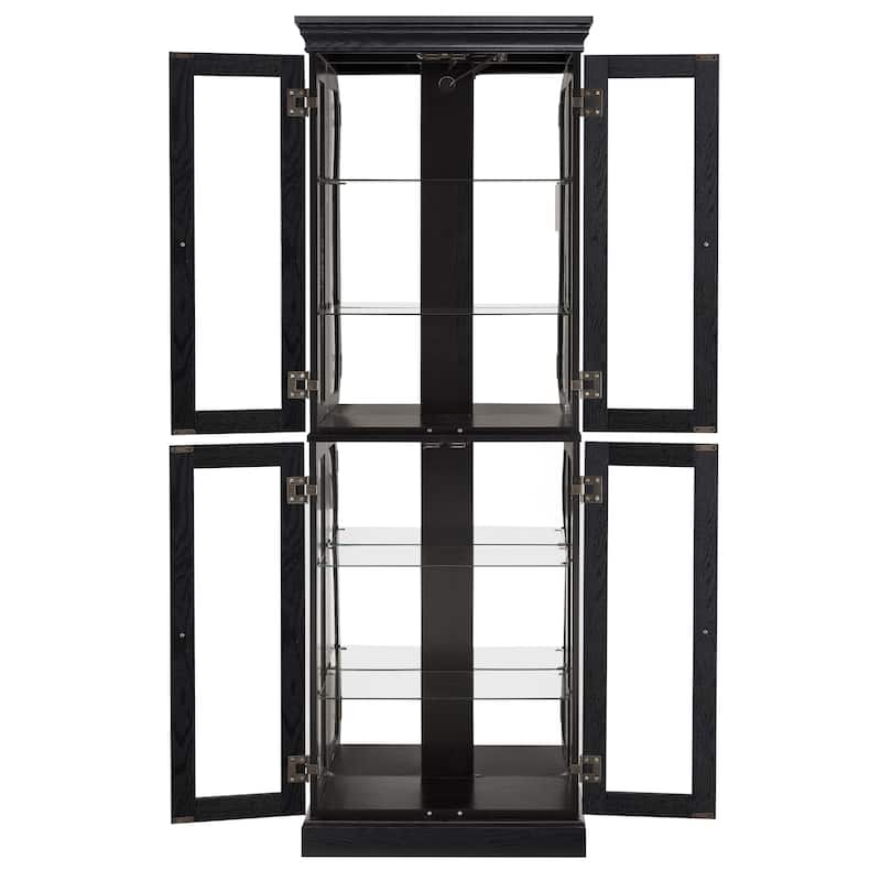 GDF Studio - Tall Curio Cabinet with Adjustable Shelves and 6-Tier Display