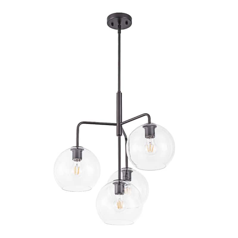 Contemporary Glass Globe 4-Light Sputnik Pendant Chandelier
