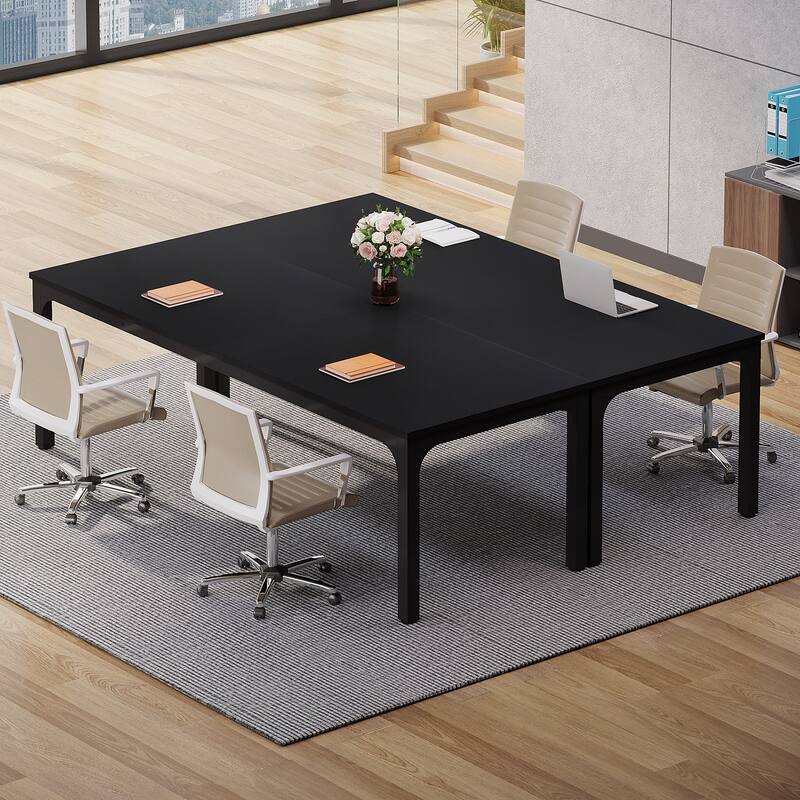 Rectangle 13FT Large Conference Table Set of 2, 78.74-Inch Meeting Seminar Table, Long Business Table