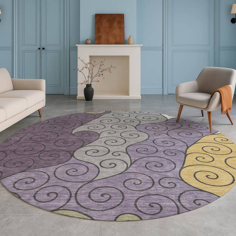 Machine Washable Indoor/ Outdoor Swirly Chantille Rug