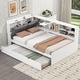 preview thumbnail 1 of 20, Wood Twin Size platform bed with Trundle, Shelves and Storage Headboard White