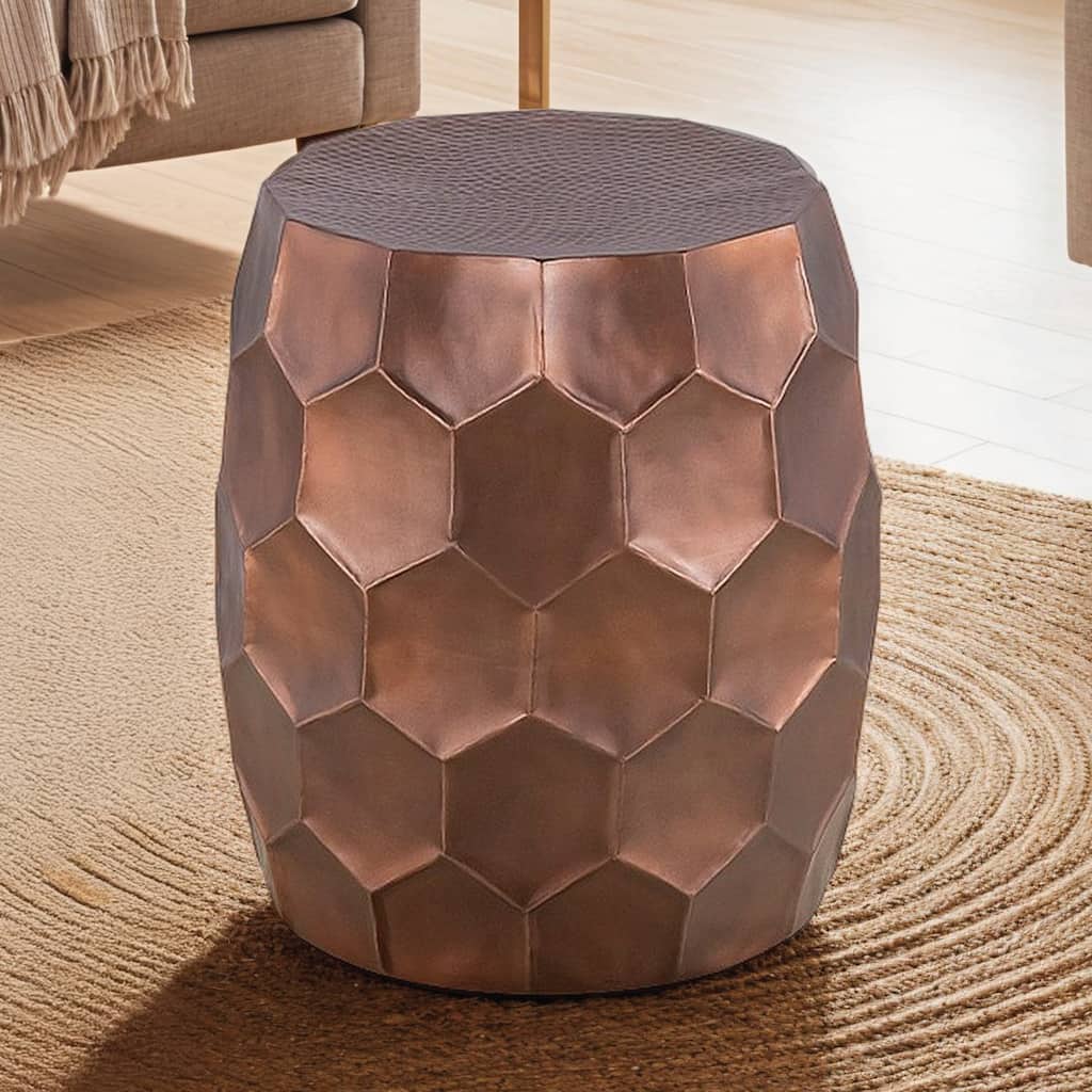 Modern Contemporary Aluminum material End Table, Side Table with Glossy Diamond-Patterned Base