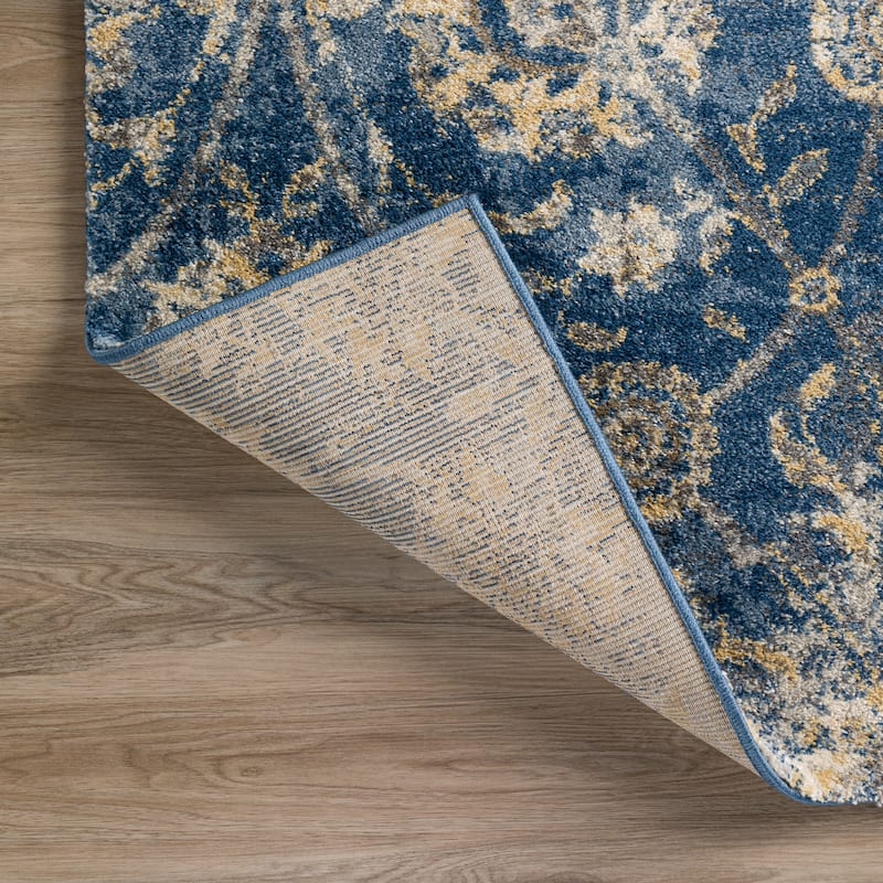 Addison Barkley Blue Floral Farmhouse 1'8" x 2'6" Accent Rug