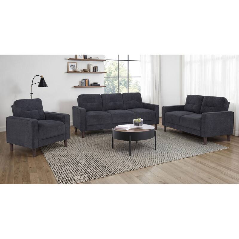 Bowen II Fabric Upholstered Track Arm Sofa Set