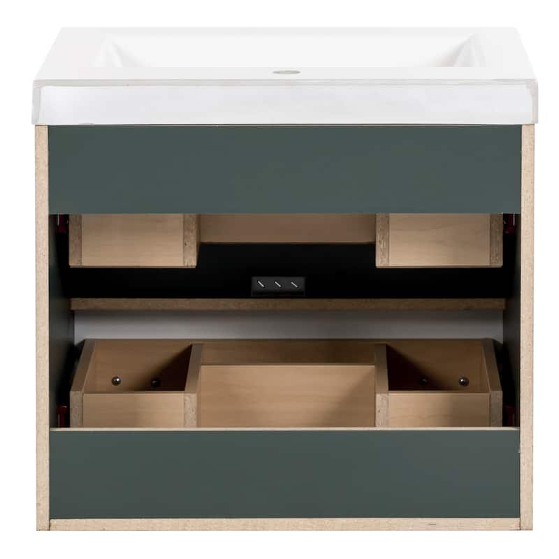 Spring Mill Cabinets Innes 24.5" 2-Drawer Floating Bathroom Vanity With White Sink Top