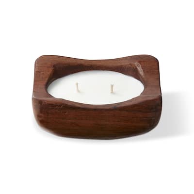 Flora Scented Soy Paraffin Wax in Wood Base Candle, 4.92L x 4.72W x 1.96H, Burn Time 10 hours