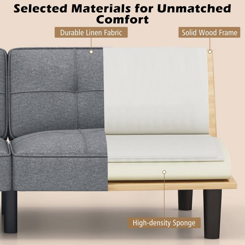 Costway Convertible Folding Futon Sofa Bed with 6-Position Adjustable - See Details