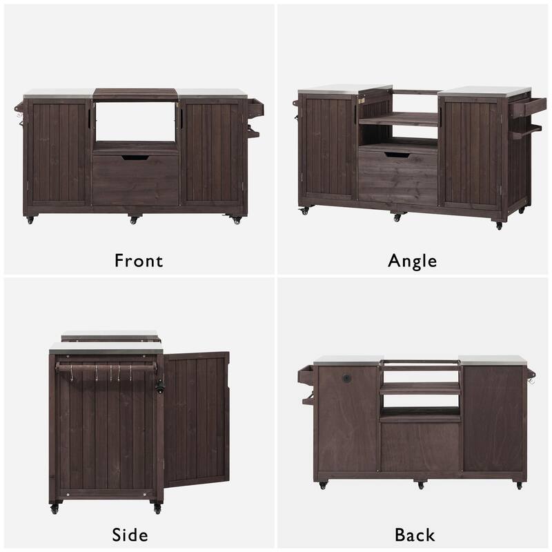 66.5" Outdoor Kitchen Island for Big Green Egg Grills, for Tabletop Grill with Stainless Steel Top, Drawer