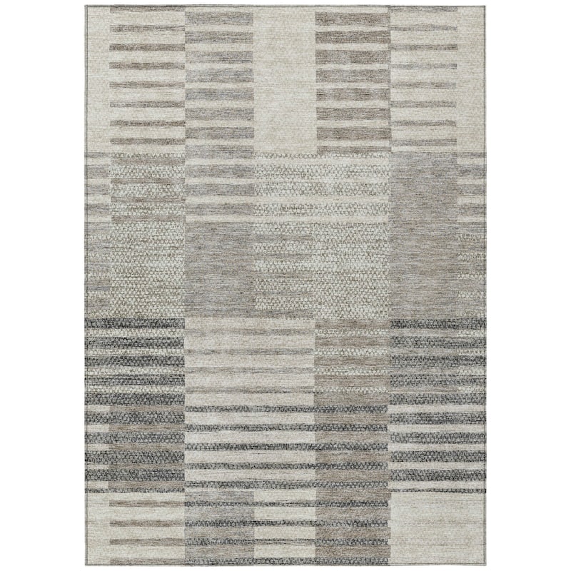 HomeRoots Striped Modern Rectangle Outdoor Rug