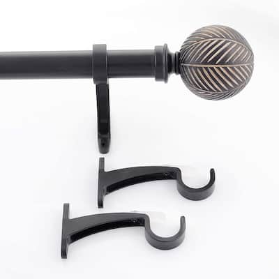 1 Inch Adjustable Black Curtain Rod for Windows & Doors Curtains with Moroccan Ball Finials & Brackets Set -By Deco Window