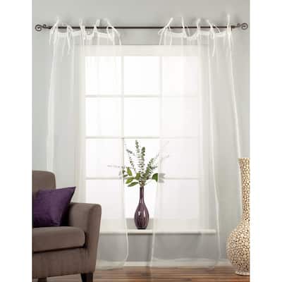 White Tie Top Sheer Tissue Curtain / Drape / Panel - 84" - Piece