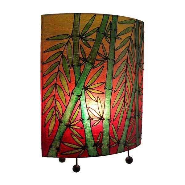 Tropical Colored Lucky Bamboo Oval Table Lamp - 15.75 X 12 X 5.5 inches. Opens flyout.