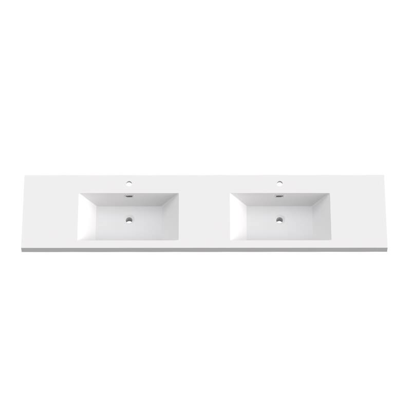 84" in. W x 26" in. D Integrated Resin Bathroom Rectangular Dual Sink Vanity Top One-Piece Design - 84"