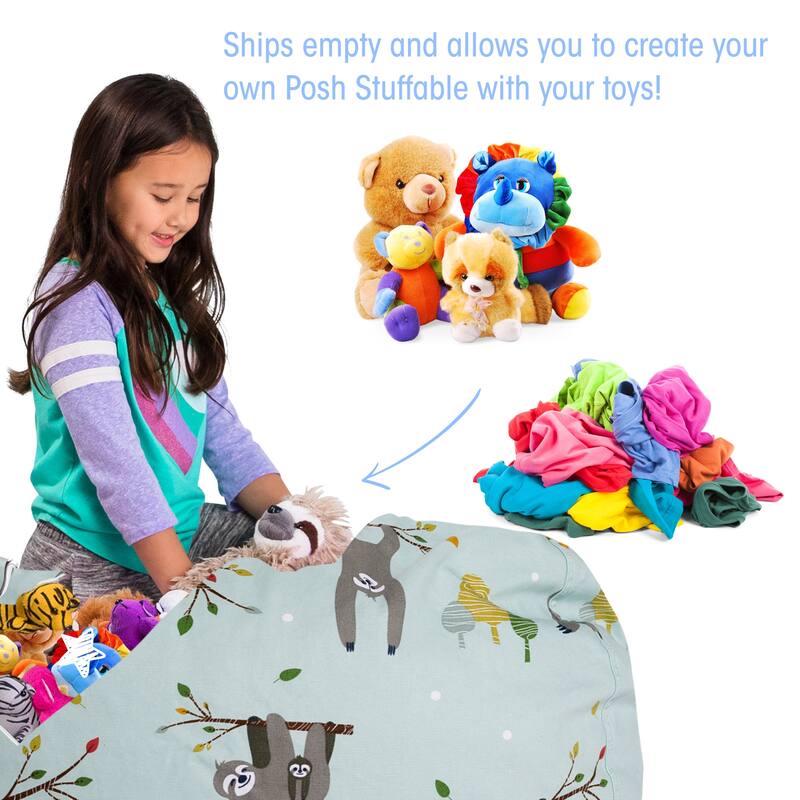 Kids Bean Bag Chair Cover Stuffed Animal Storage or Toy Organizer