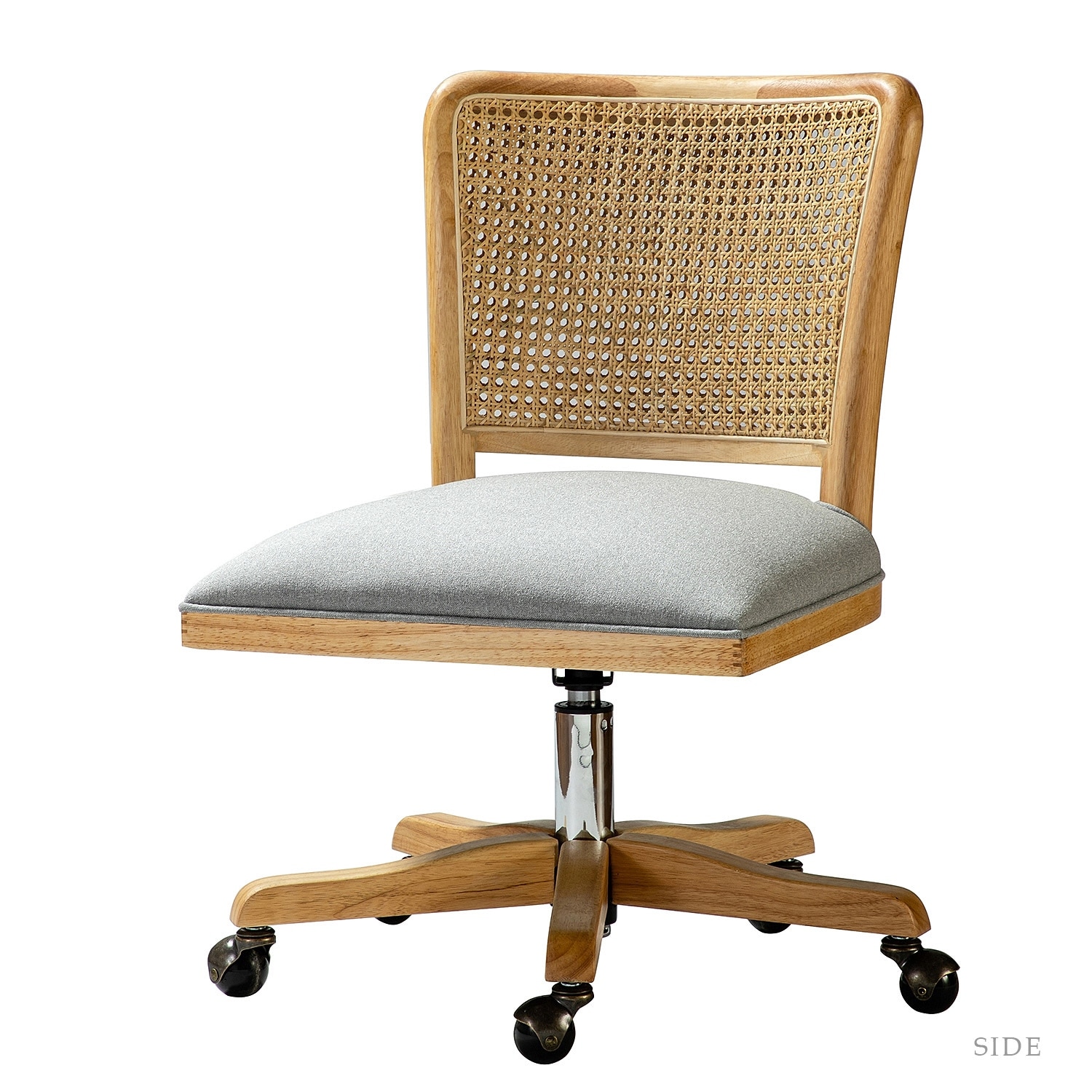 Calcutta Modern Rattan Back Task Chair with Solid Wood Legs by