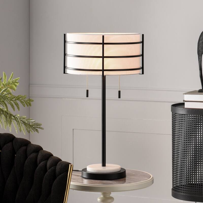 StyleCraft Royce Table Lamp - Zammel & White - White Shade