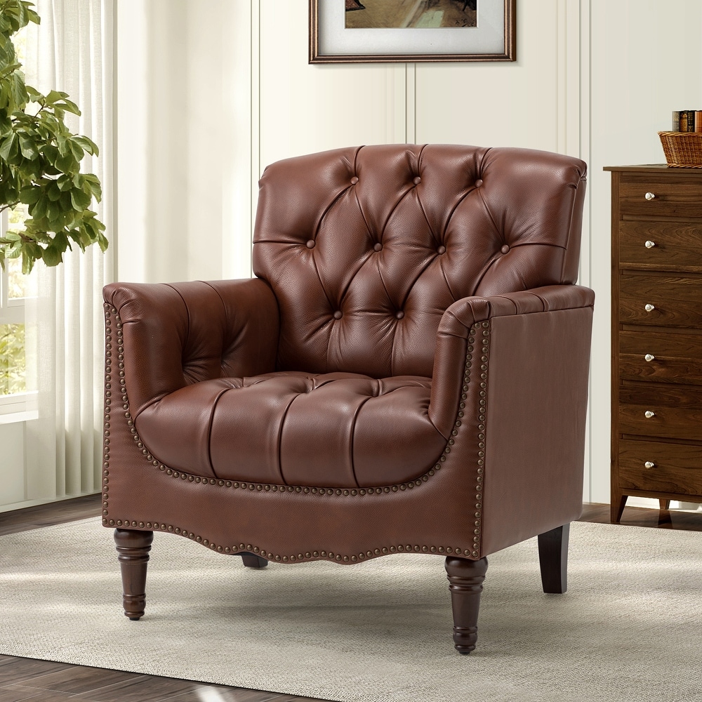 Brown Traditional Leather Accent Chairs Bed Bath Beyond