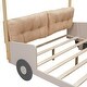 preview thumbnail 13 of 11, Pine Wood Full Size Car Kids Bed Frame with LED Lights, Ceiling Cloth, Comfortable Pillow, and Magazine Holder, Natural
