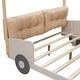 preview thumbnail 13 of 11, Wooden Full Size Car Bed with Pillow, Ceiling Cloth, LED Lights & Storage Rack, Natural