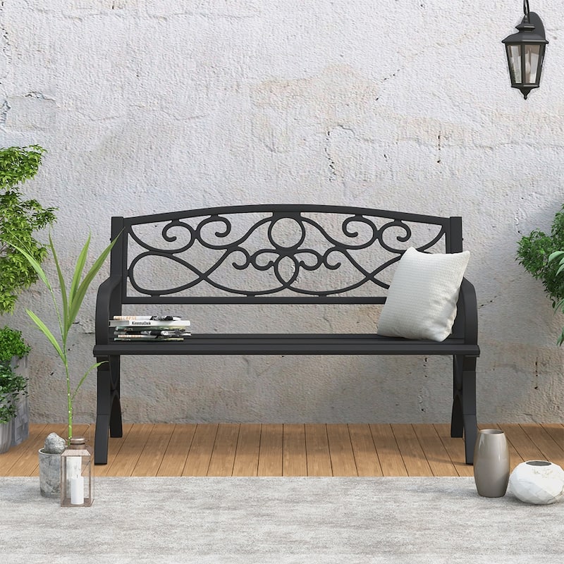Maypex Steel Garden Bench - Black