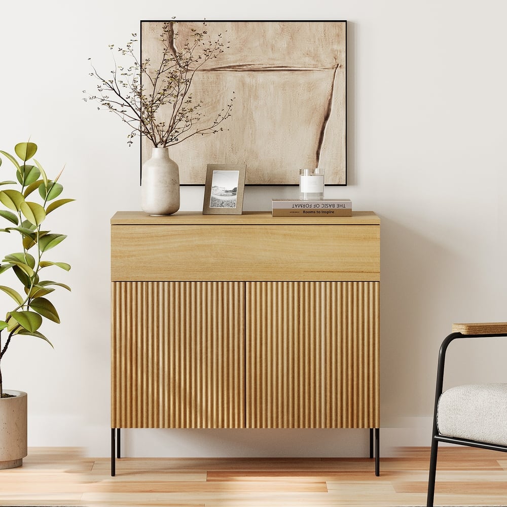 Modern Wood 31.5" Dresser With Reeded Design, Minimalist Dresser Organizer Storage