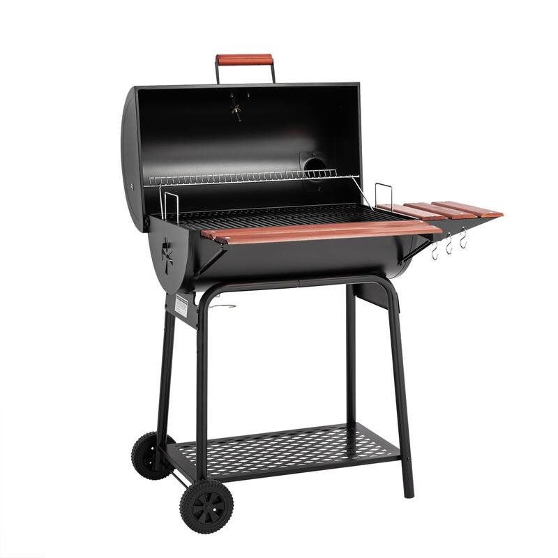 Royal Gourmet Charcoal Grill with Wood-Painted Side and Front Table