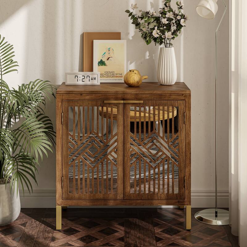 COZAYH Farmhouse Storage Dresser Accent Sideboard Wood Buffet Cabinet with 2-Door for Living Room, Hallway, Bedroom, Dining Room