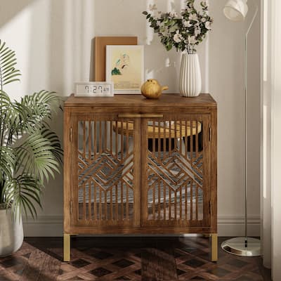 COZAYH Farmhouse Storage Dresser Accent Sideboard Wood Buffet Cabinet with 2-Door for Living Room, Hallway, Bedroom, Dining Room