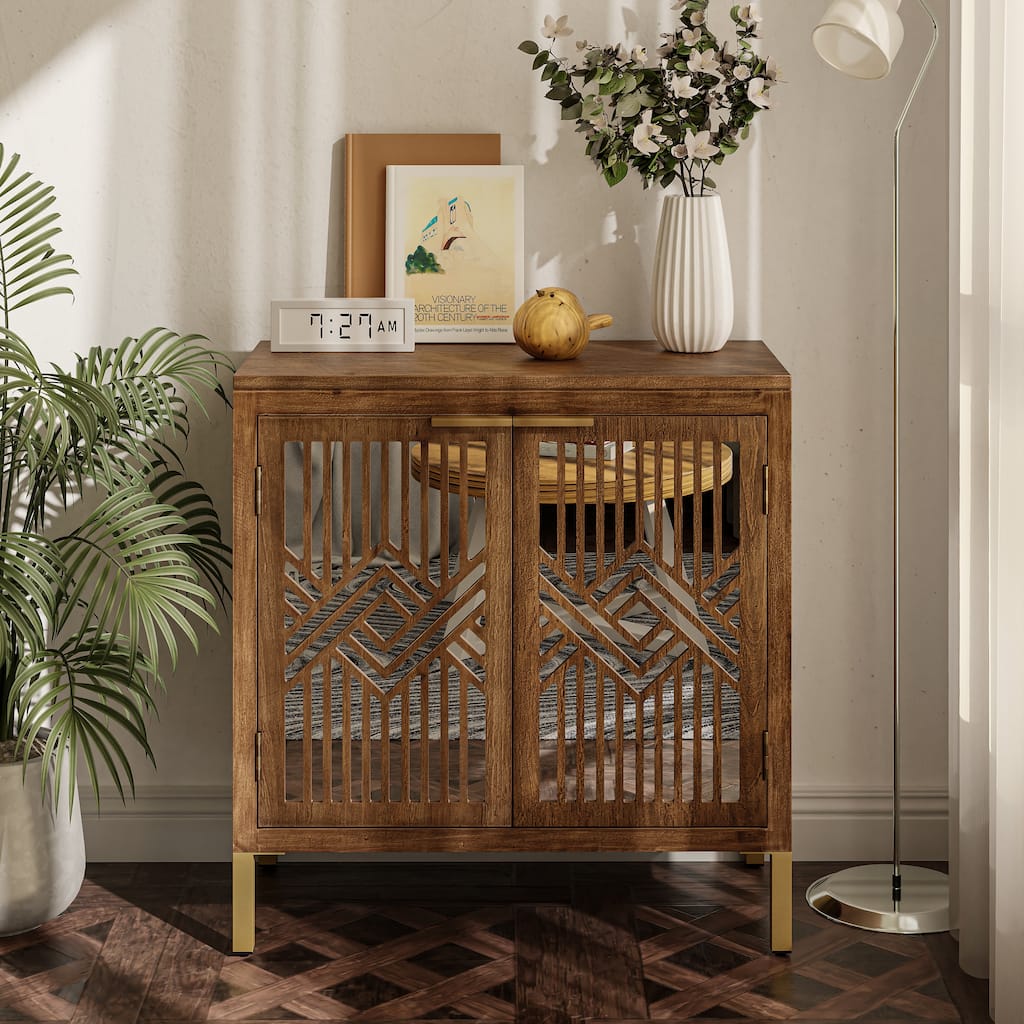 COZAYH Farmhouse Storage Dresser Accent Sideboard Wood Buffet Cabinet with 2-Door for Living Room, Hallway, Bedroom, Dining Room