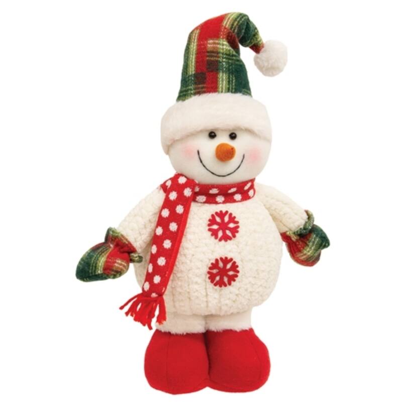 Christmas Standing Fabric Snowman Decoration Holiday Figurine for Indoor or Outdoor Display - N/A
