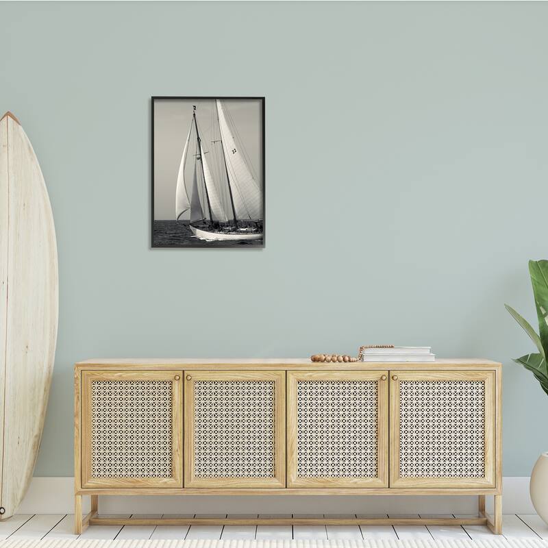 Stupell Ocean Ship Full Sail Modern Nautical Boat Photography Framed Wall Art