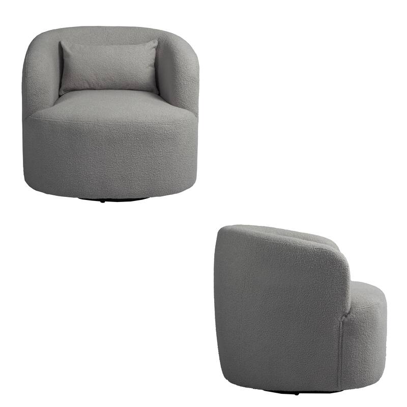 Modern Accent Chair Boucle Swivel Barrel Chair Set of 2