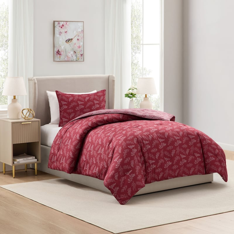 Empyrean 3PC Reversible Botanical Printed Comforter Bedding Set