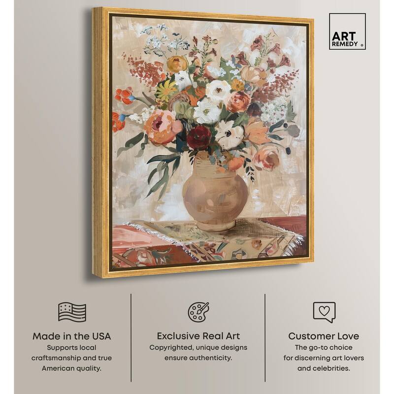 Clay Vase and Flowers Canvas by Art Remedy