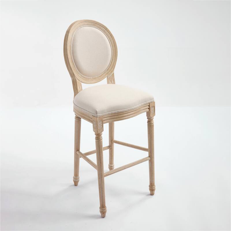Set of 2 French Country Dining Chairs, Upholstered with Round Back Design