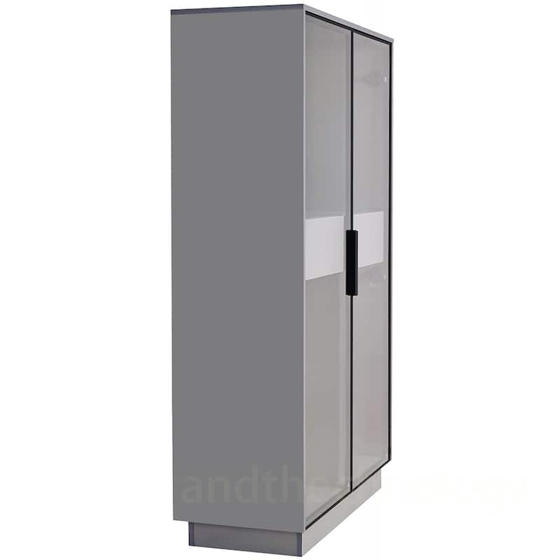 Tempered Glass Door Cabinet With LED Lighting