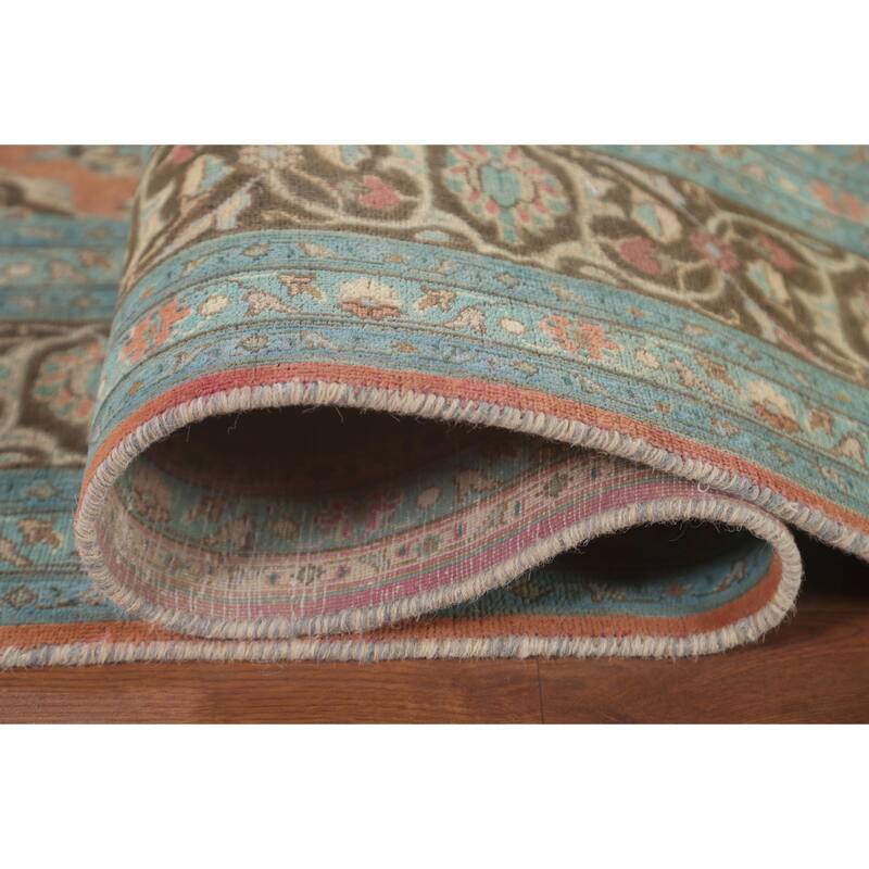 Over-Dyed Mashad Persian Vintage Area Rug Hand-Knotted Wool Carpet - 6'4"x 9'5"
