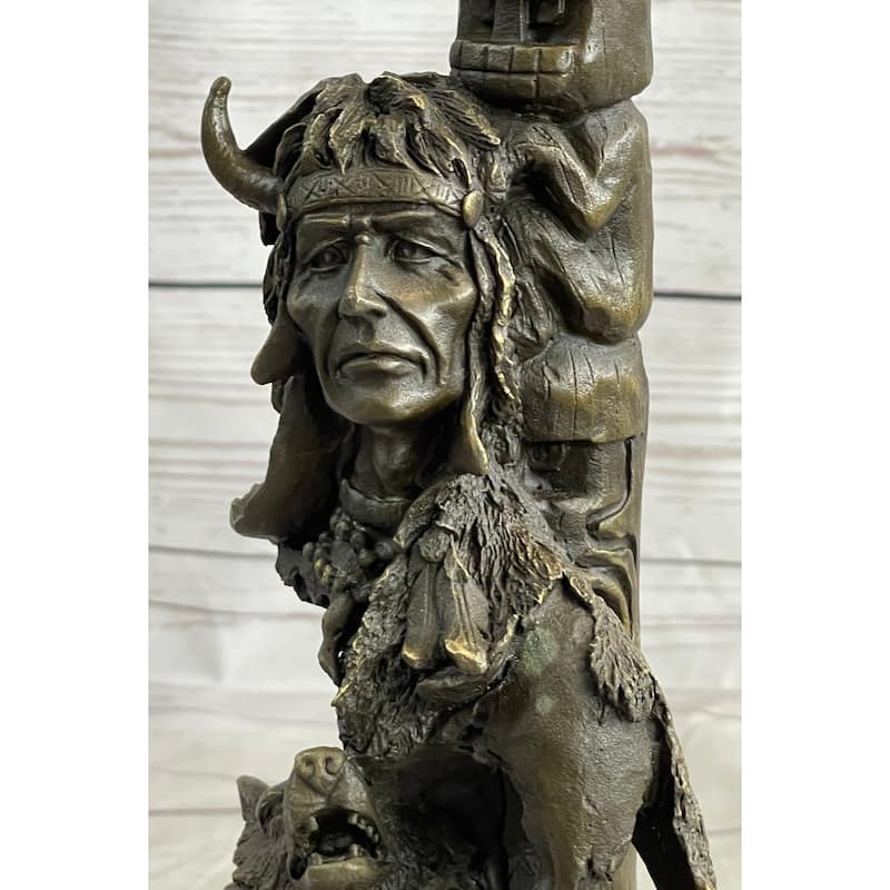 Native American Indian Totem Pole Bronze Sculpture Statue Original Art By Milo