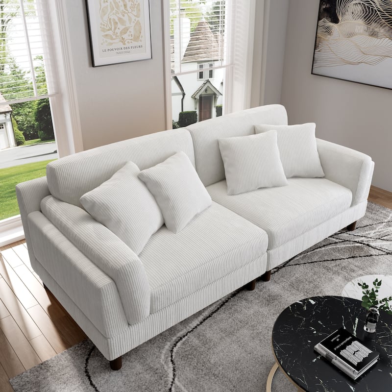 Modern 90" inch Sofa Comfy Corduroy Deep Seats Sofa