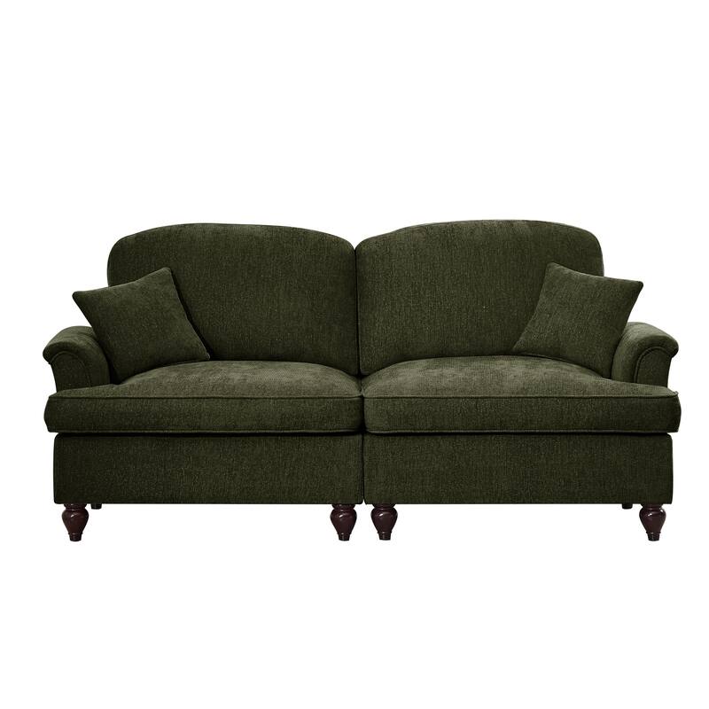 GDFStudio - Elegant Mid Century Oversized 2-Seater 76.4" Chenille Sofa with Flared Arms