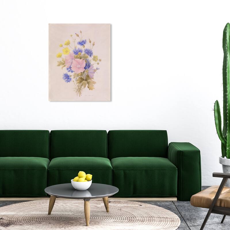 Wynwood Studio Canvas Floral and Botanical Field Flowers by Melanie Marc Pink and Light Pink Traditional Wall Art Canvas Print - 30 x 36