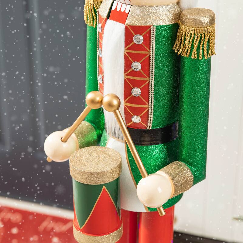 Glitzhome 54"H Wooden Christmas Glitter Nutcracker Indoor Porch Decor