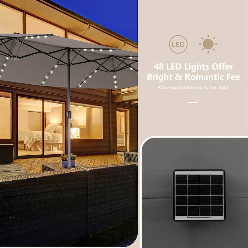 Costway 11 PCS Patio Dining Set with 15ft Double-Sided Patio Umbrella