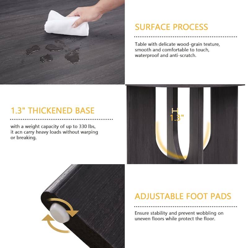 GDFStudio - Parkstone 5-Piece Modern Round Dining Table Set with 4 Upholstered Chairs