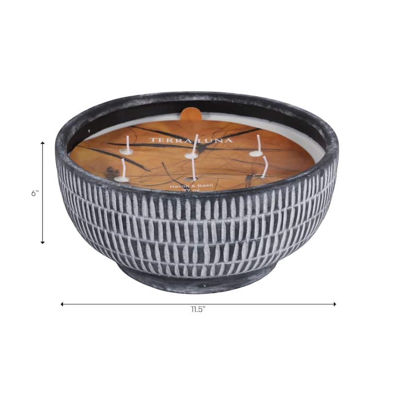 Decorative Textured Ceramic Neroli and Basil Scented Candle