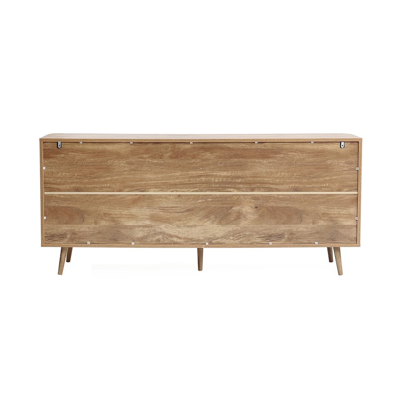 Natural Oak Manufactured Wood 4-Door Sideboard Cabinet - 71" Wide