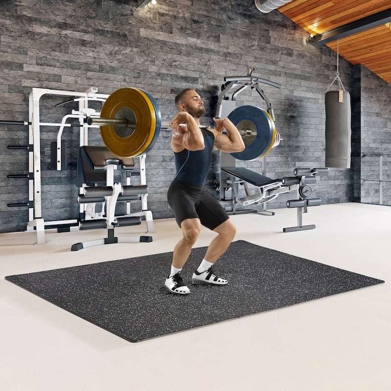 Fitness 1/2" Thick Rubber Top High Density EVA Foam Gym Flooring for Home Gym - 18 Interlocking Gym Floor Mat