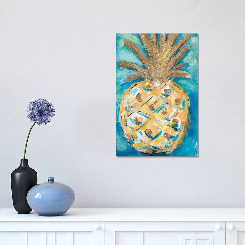 iCanvas "Blue Gold Pineapple" by L. Hewitt Canvas Print - 18x12x1.5