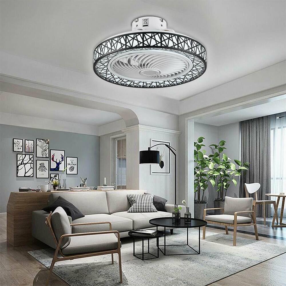 Modern LED Fan Light Fixture Dimmable Chandelier Lamp Remote Control - 20" x 2.7"